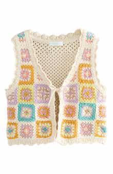 NEXT Kids' Granny Square Cotton Sweater Vest