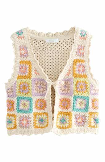 NEXT Kids' Granny Square Cotton Sweater Vest