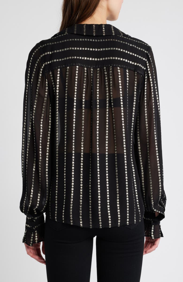 PAIGE Sosa Metallic Stripe Shirt, Alternate, color, Black