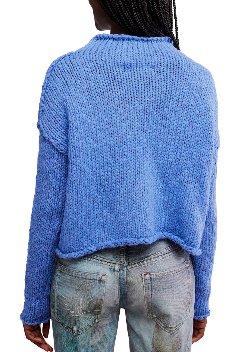 Opal Roll Neck Crop Sweater, Alternate, color, PERI BLUE