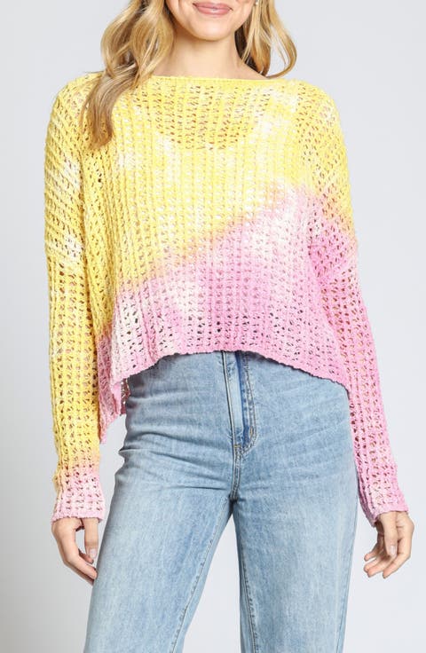 Ombré Open Stitch Cotton Blend Sweater
