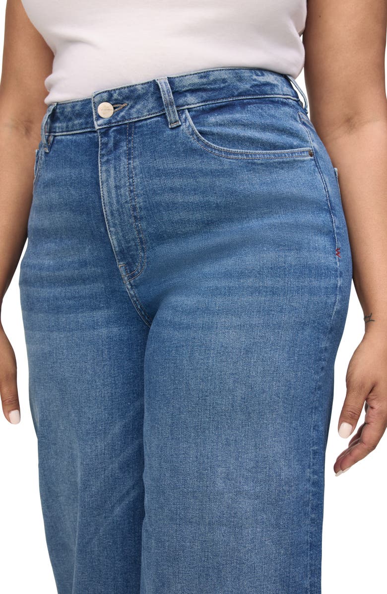 WARP+WEFT ICN Raw Hem High Waist Ankle Wide Leg Jeans, Alternate, color, 