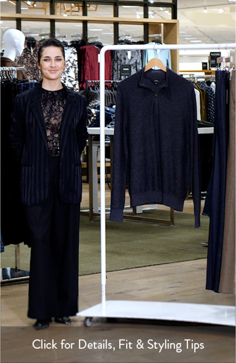 Geometric Jacquard Wool & Cashmere Quarter Zip Pullover, sales video thumbnail