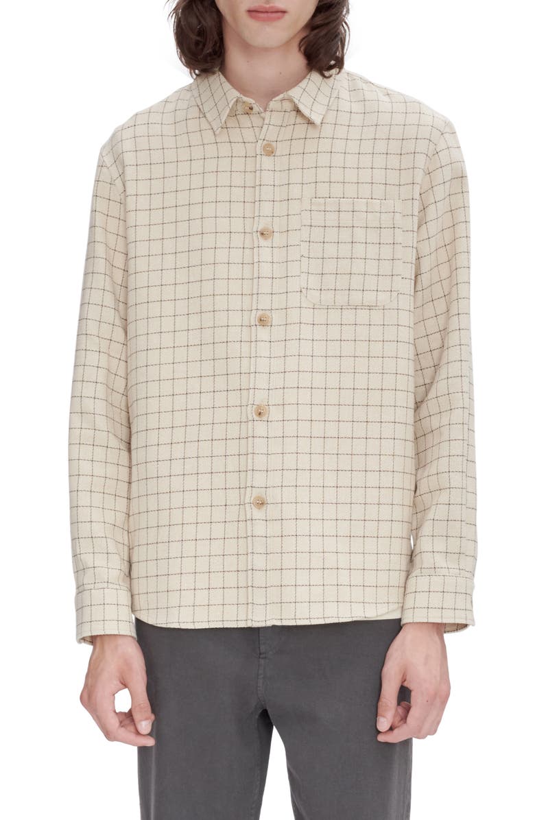 A.P.C. Surchemise Trek Recycled Cotton Blend Button-Up Shirt, Main, color, Ecru