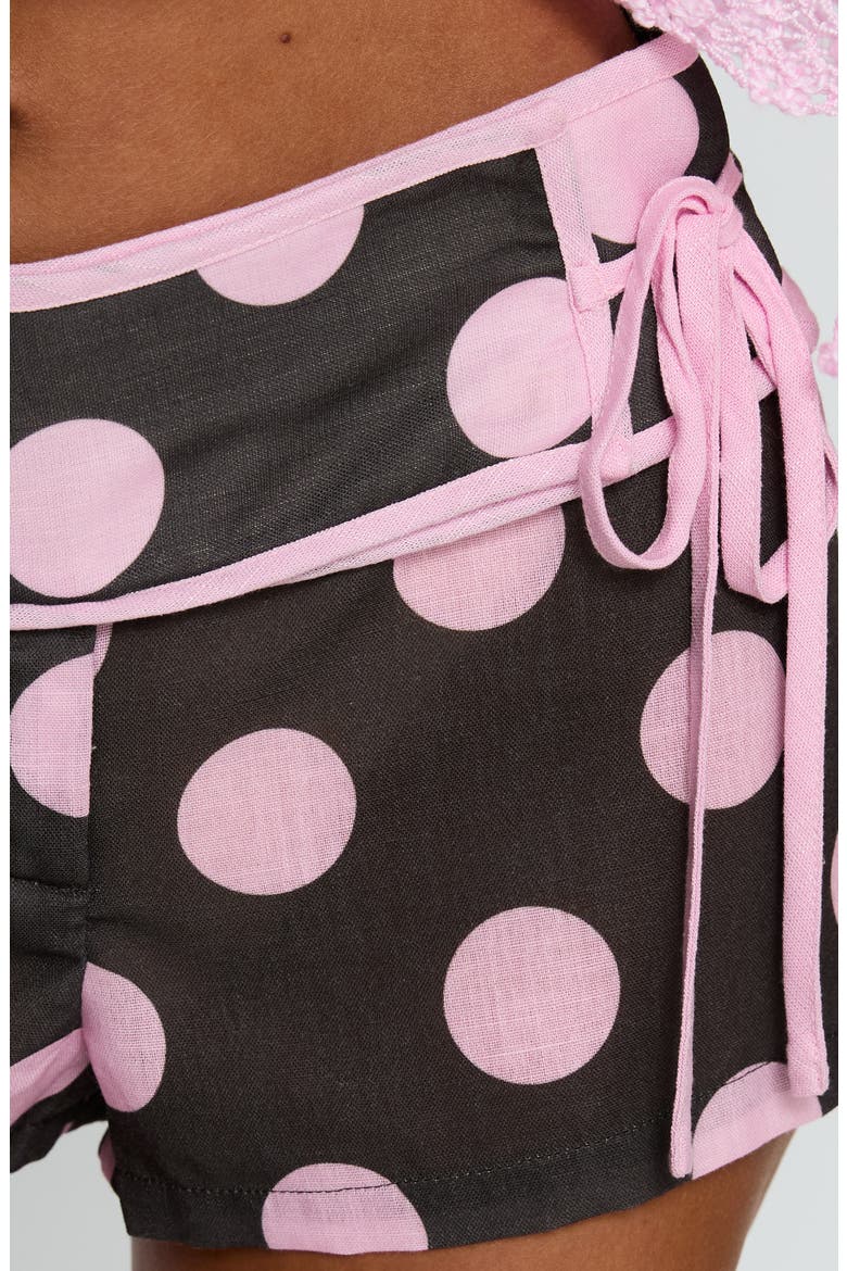 Yselle Polka Dot Micro Shorts, Alternate, color, PINK