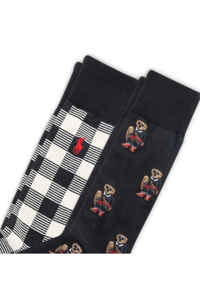 Polo Ralph Lauren Assorted 2-Pack Holiday Bear Crew Socks, Alternate, color, Black