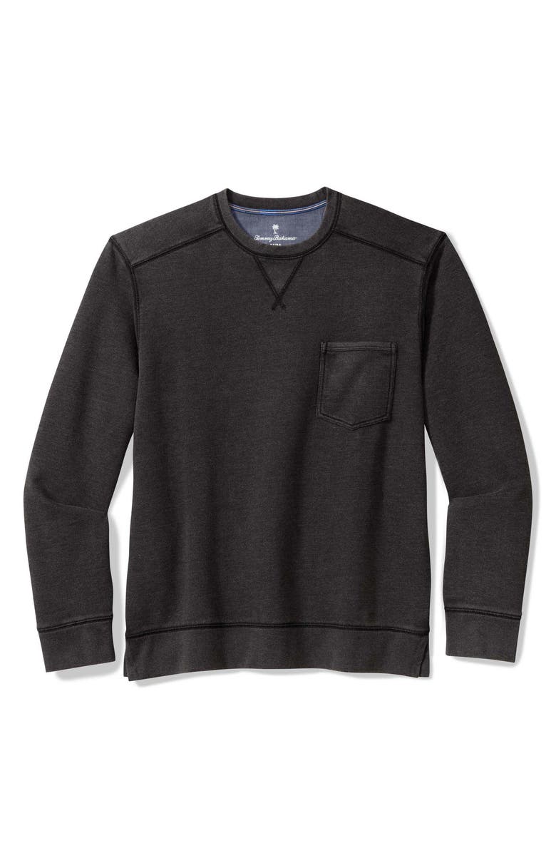 Tommy Bahama Cascade Faded Cotton Blend French Terry T-Shirt, Main, color, Black