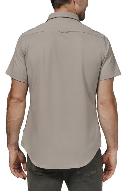 7 Diamonds Owen Solid Short Sleeve Performance Button-up Shirt In Gray