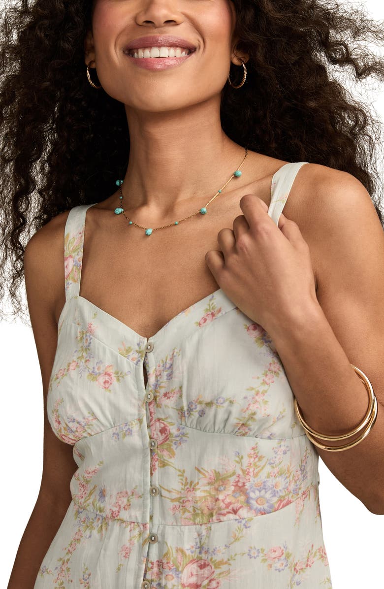 Lucky Brand Floral Button-Up Midi Dress, Alternate, color, Blue Floral