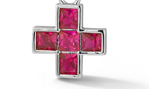 Chloe & Madison Chloe And Madison Partial Faux Pearl Cross Pendant Necklace In Silver