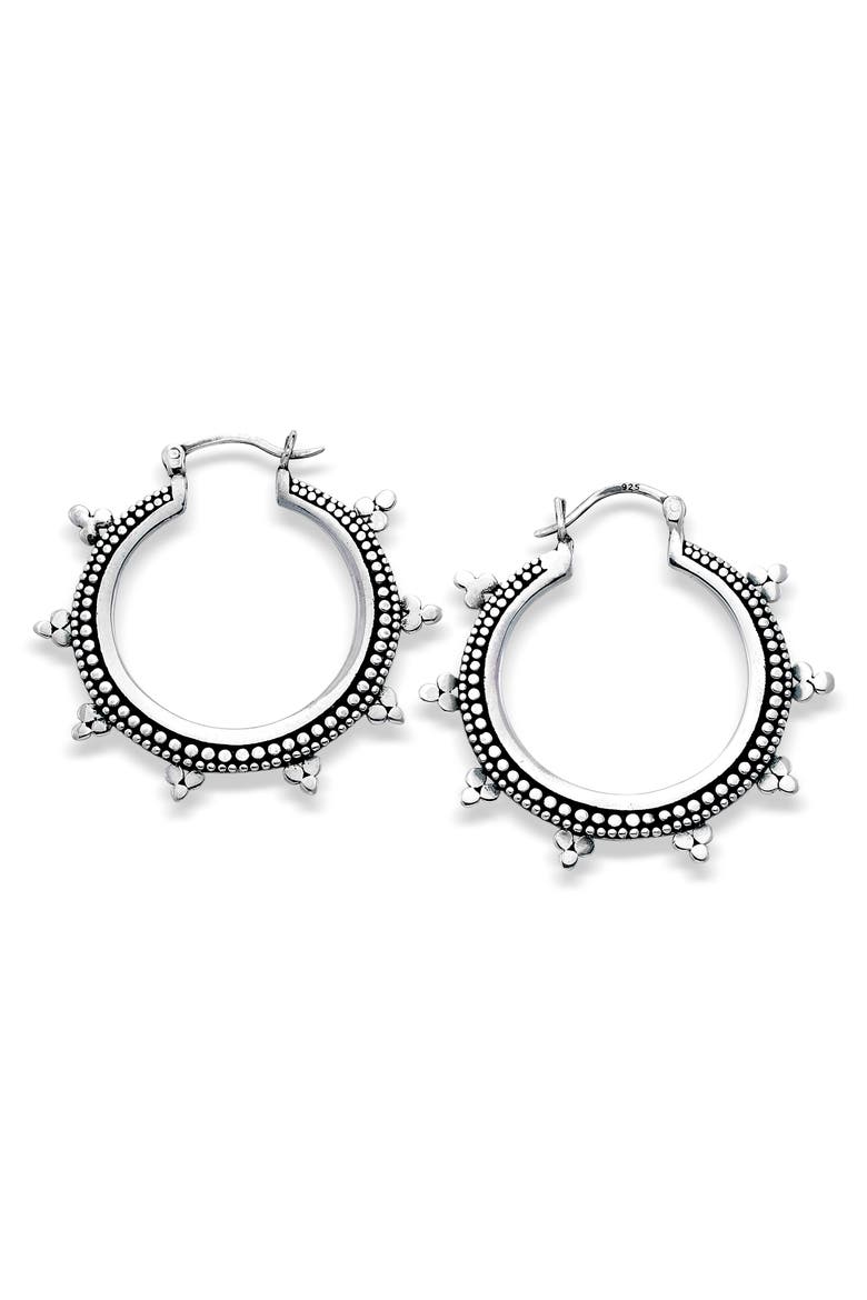 Sterling Silver Dot Hoop Earrings, Main, color, SILVER