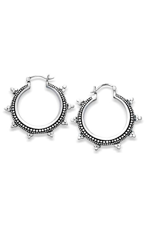 Sterling Silver Dot Hoop Earrings