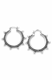 Sterling Silver Dot Hoop Earrings