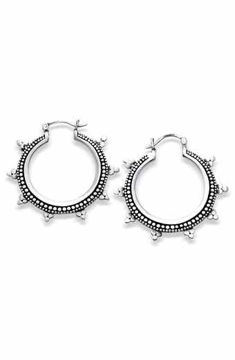 Sterling Silver Dot Hoop Earrings