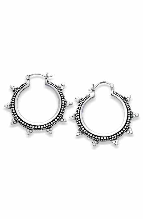 Sterling Silver Dot Hoop Earrings