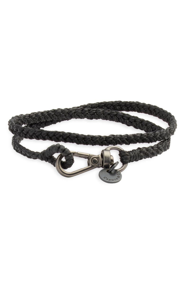 Caputo & Co. Men's Hand Braided Nylon Bracelet, Main, color, Black