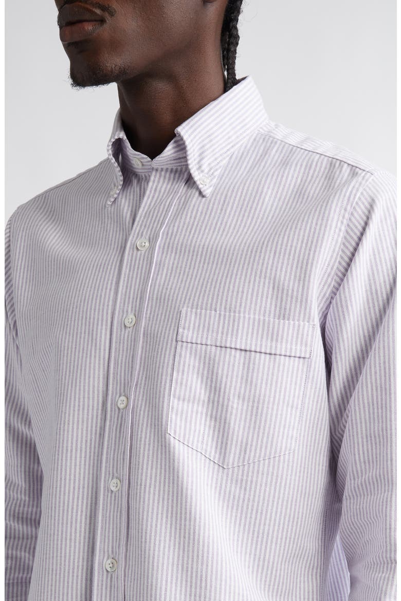 Ticking Stripe Oxford Button-Down Shirt, Alternate, color, 902 PURPLE