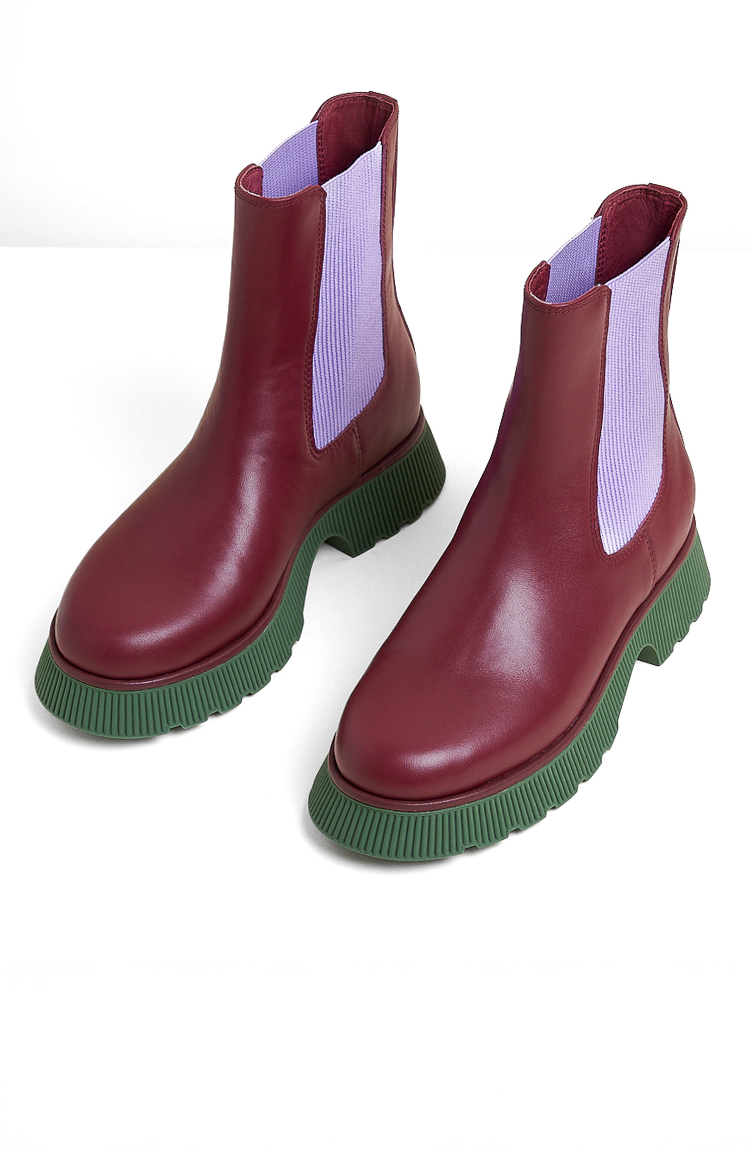 Charlotte Stone Esmee Lug Sole Chelsea Boot in Carmine 