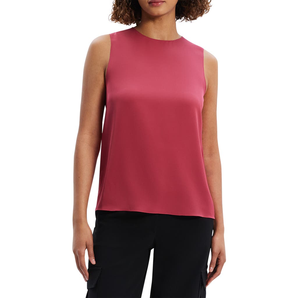 Theory Silk Sleeveless Top In Deep Rose - Ugf