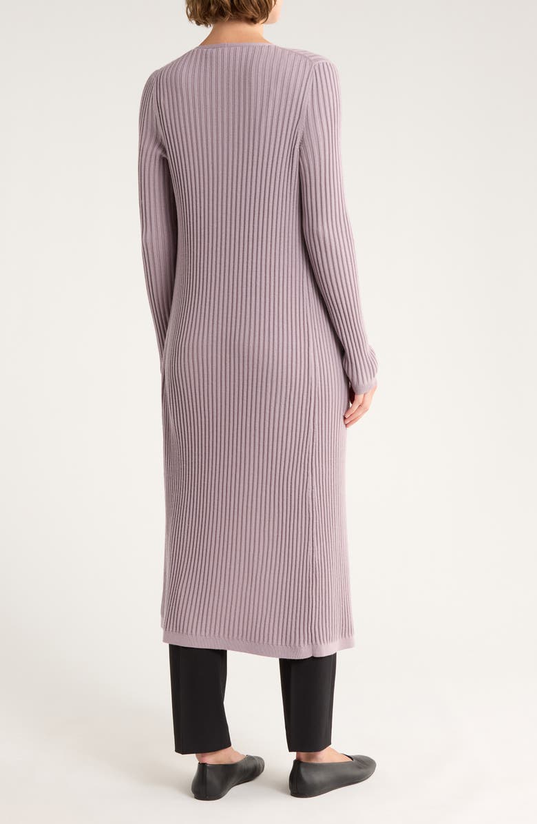 Theory Merino Wool Rib Longline Cardigan, Alternate, color, Purple Dove