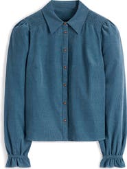 Boden Violet Smocked Corduroy Shirt