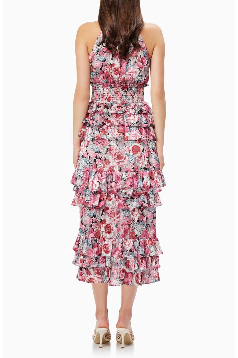 Dunmore Floral Tiered Georgette Cocktail Dress, Alternate, color, PINK MULTI
