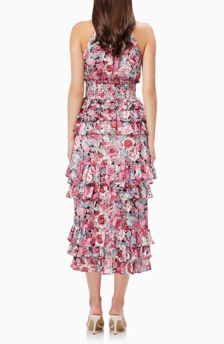 Elliatt Dunmore Floral Tiered Georgette Cocktail Dress, Alternate, color, Pink Multi