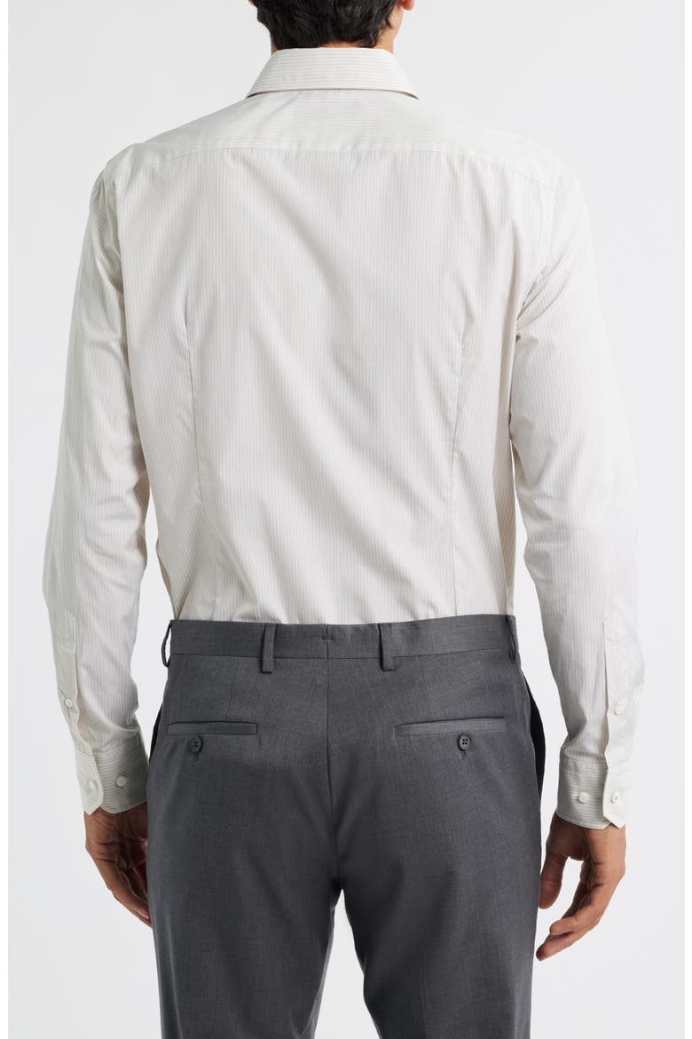 Hays Slim Fit Pinstripe Cotton Dress Shirt, Alternate, color, BEIGE/ KHAKI