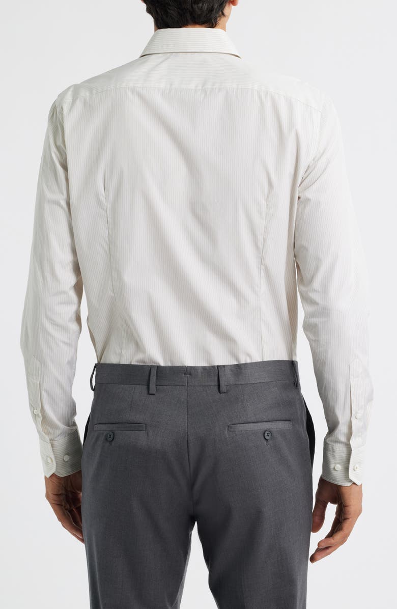 BOSS Hays Slim Fit Pinstripe Cotton Dress Shirt, Alternate, color, Beige/ Khaki