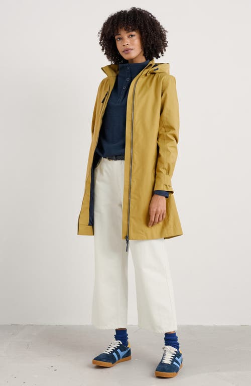 Seasalt Cornwall Coverback Waterproof Organic Cotton Raincoat With Removable Hood In Pear