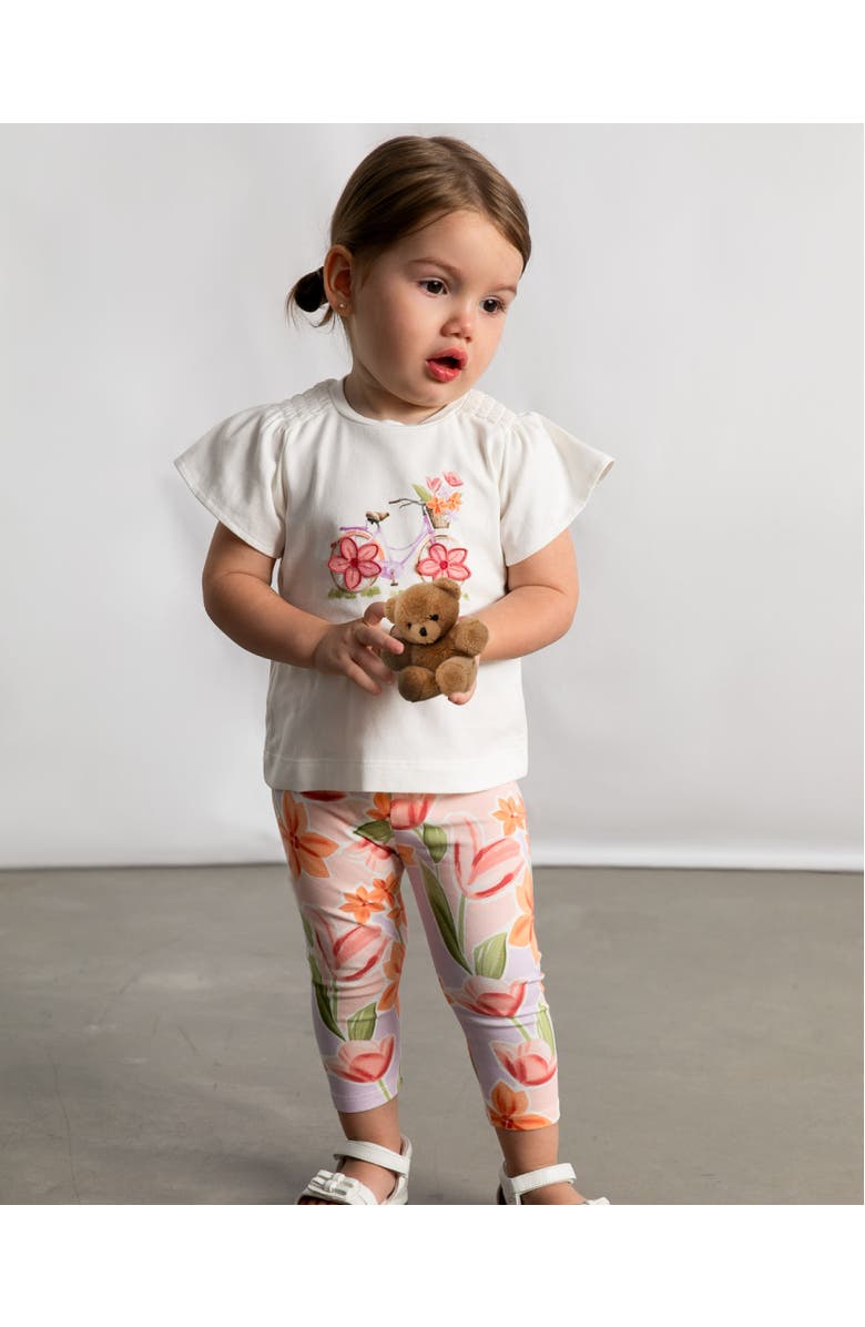 Mayoral Graphic Top and Floral Legging Set, Alternate, color, White