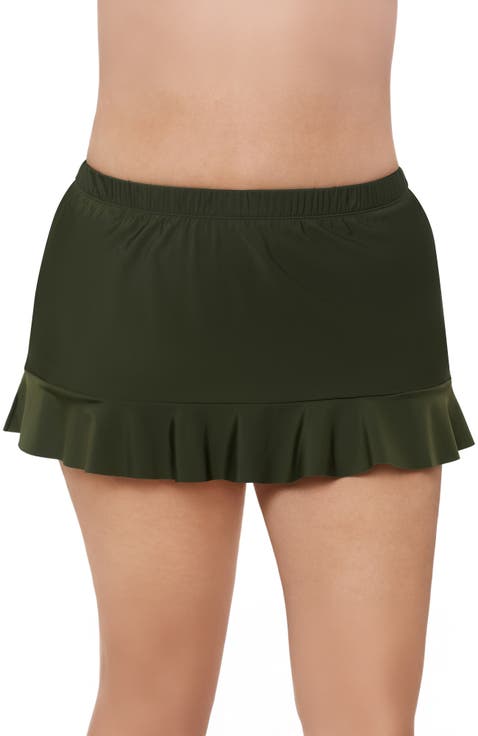 Plus Size High Waist Slimming Ruffle Skirt Swimsuit Bottom