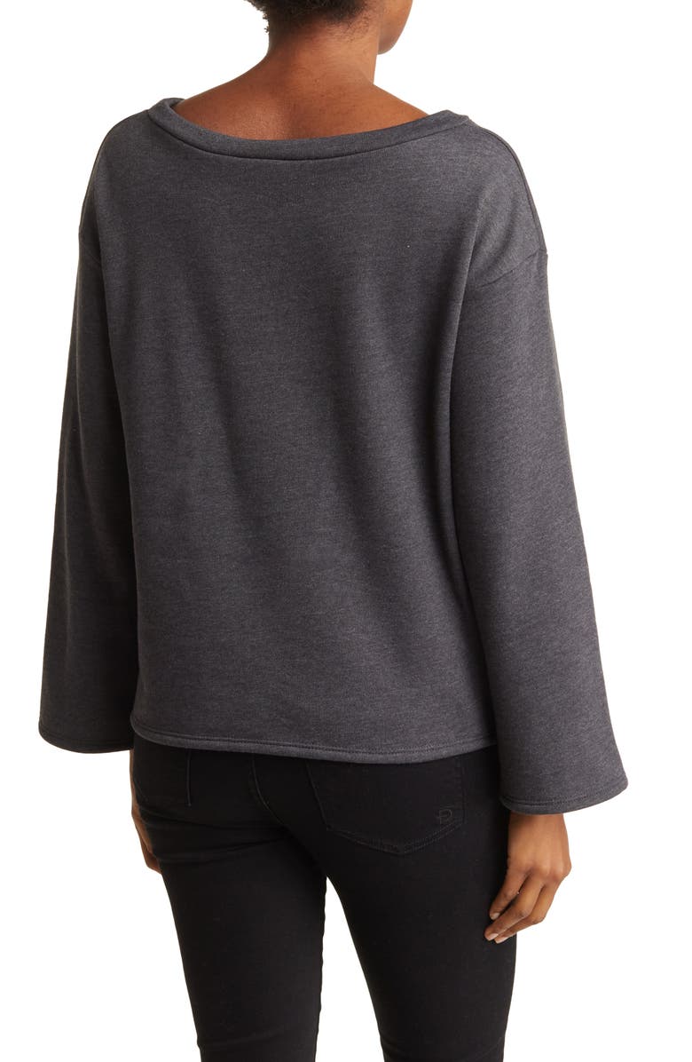 GO COUTURE Spring Crewneck Long Sleeve Sweater, Alternate, color, Charcoal