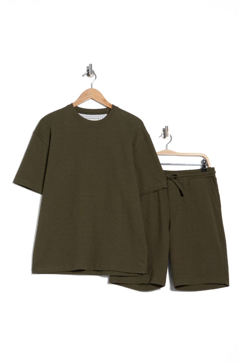 Textured Knit T-Shirt & Shorts Set, Alternate, color, OLIVE