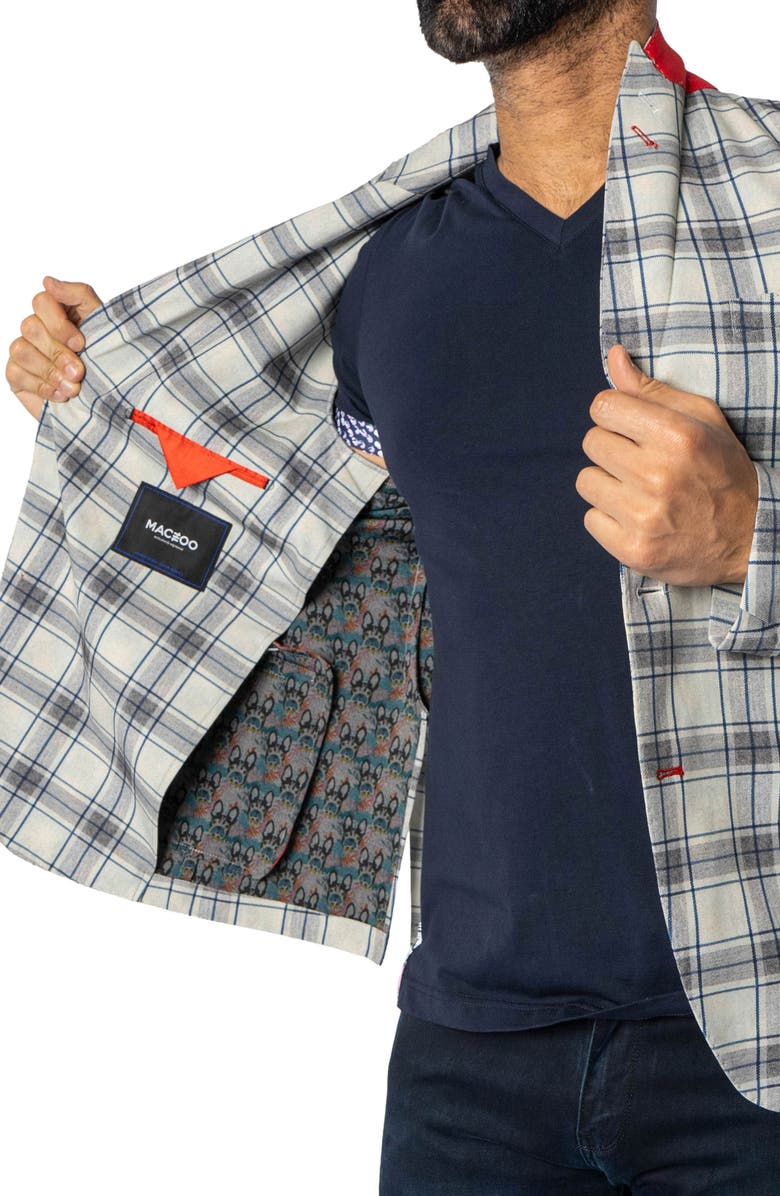 Maceoo Descartes Unconstructed Plaid Brooksy Cobalt Blue Blazer, Alternate, color, Blue
