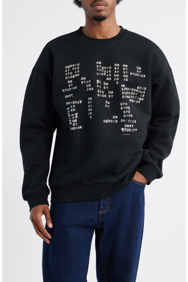 Studios Stamp Heavyweight Crewneck Sweatshirt, Main, color, BLACK