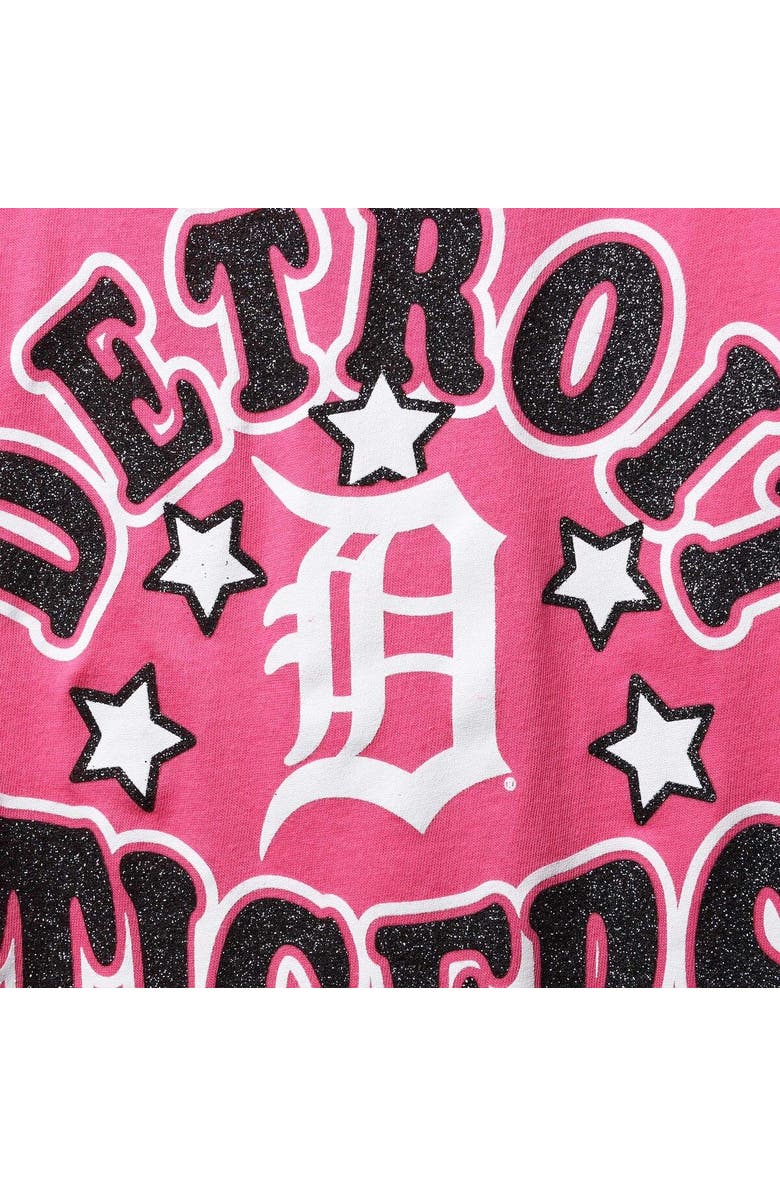 New Era Girl's Youth New Era Pink Detroit Tigers Jersey Stars V-Neck T-Shirt, Alternate, color, 
