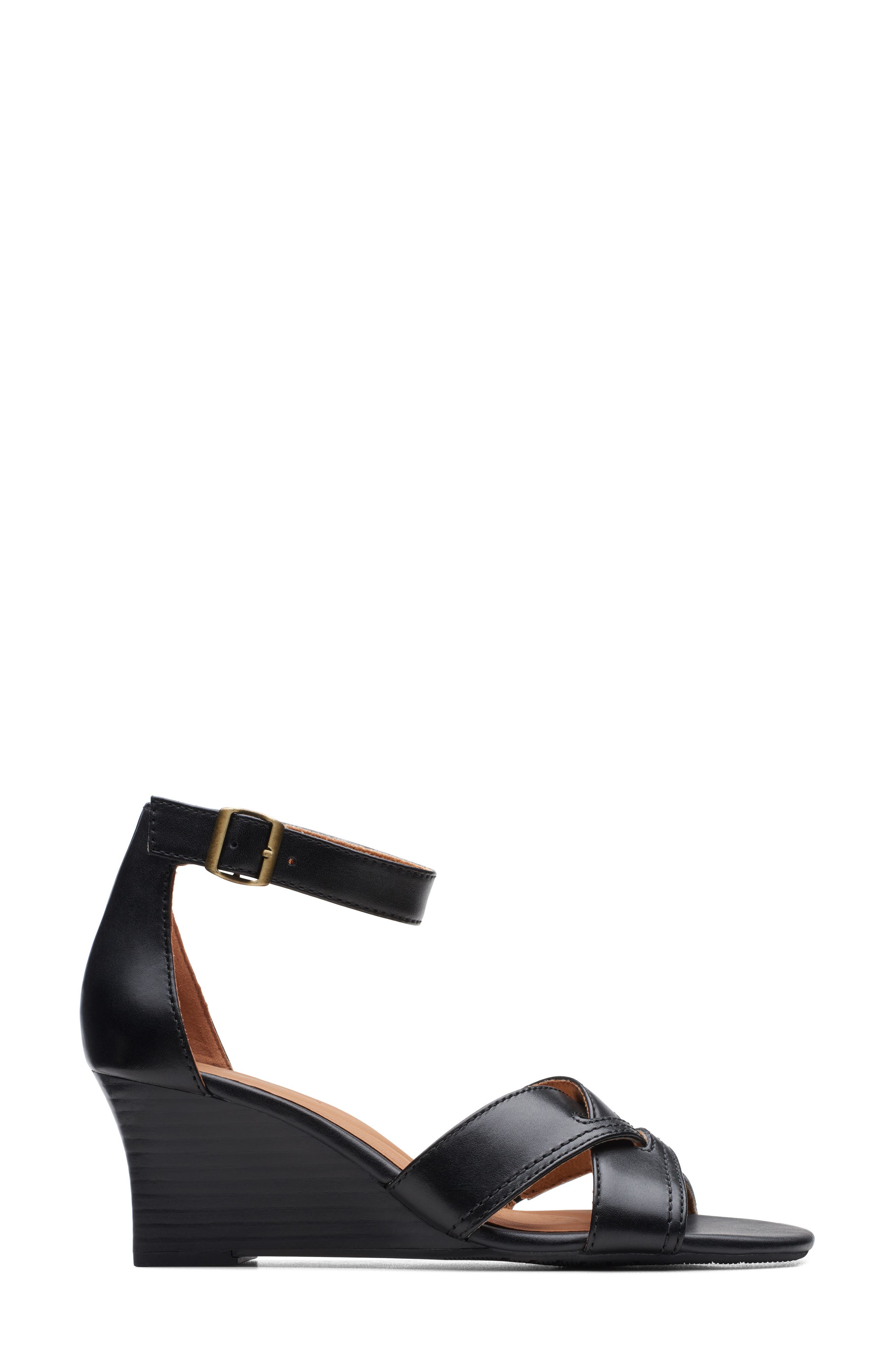 Clarks<sup>®</sup> Cielo Charm Leather Wedge Sandal, Alternate, color, 