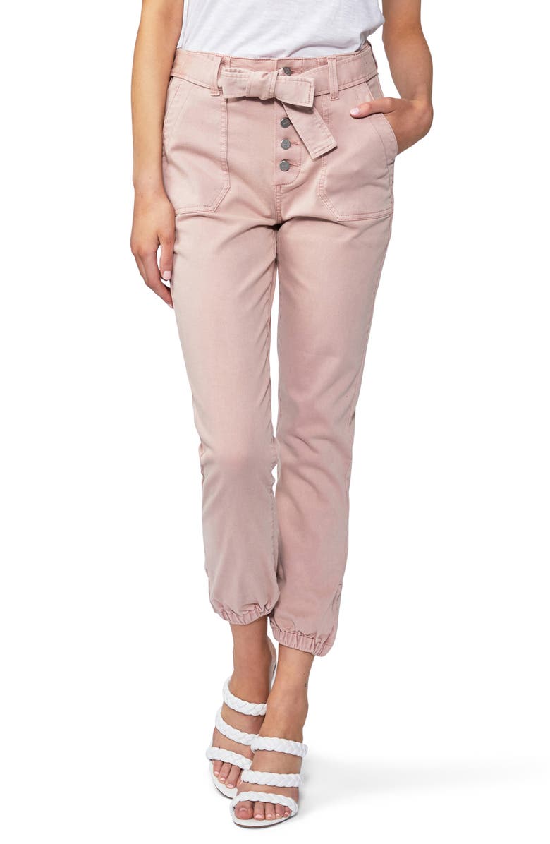 PAIGE Mayslie High Waist Tie Belt Exposed Button Joggers, Main, color, 