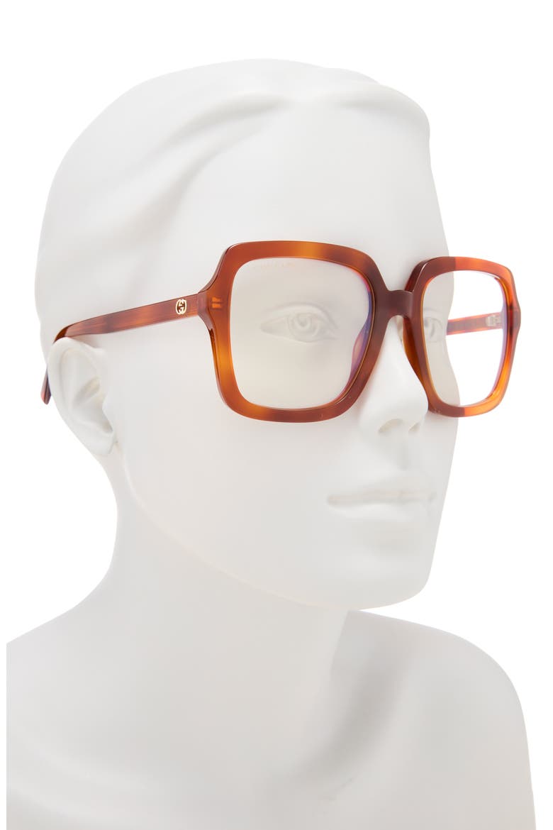 55mm Square Optical Glasses, Alternate, color, HAVANA HAVANA TRANSPARENT