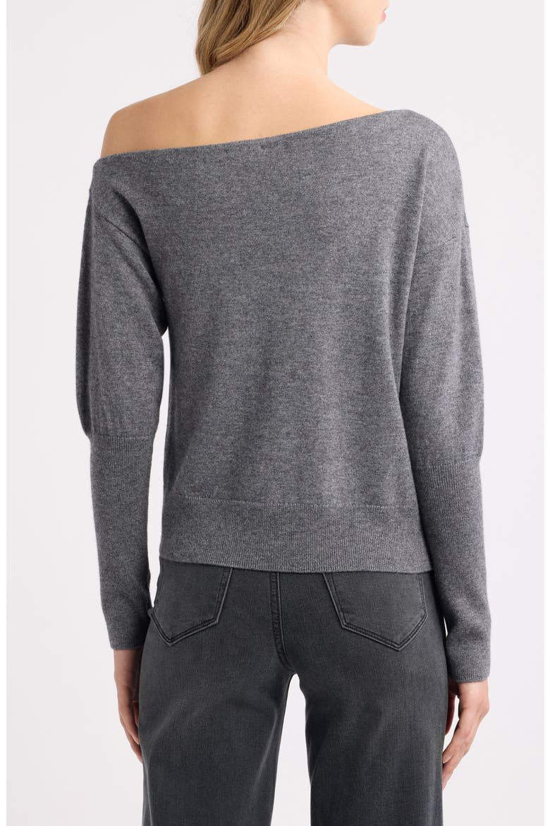 Tianna One-Shoulder Sweater, Alternate, color, HEATHER CHARCOAL