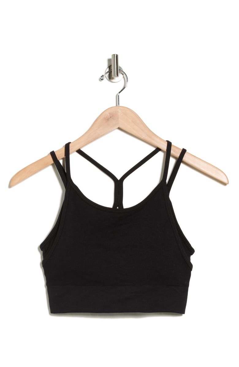 90 DEGREE BY REFLEX Lively Seamless Double Layer Bralette, Alternate, color, Black