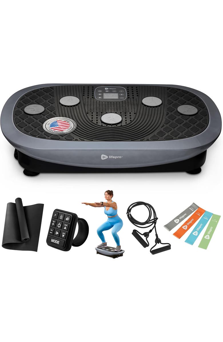 Lifepro Rumblex Plus 4D Vibration Plate Machine Exercise Machine with Triple Motors for Recovery and Fat Burn, Main, color, Grey
