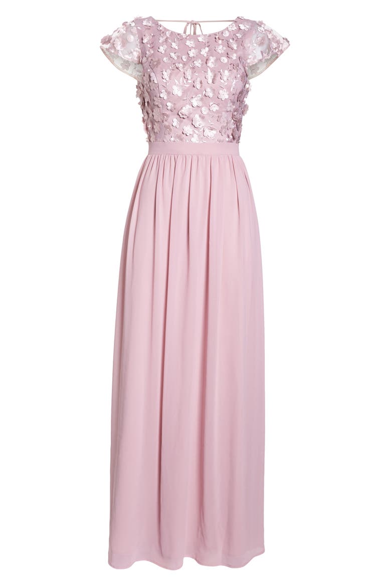 3D Flower Gown, Alternate, color, MINK