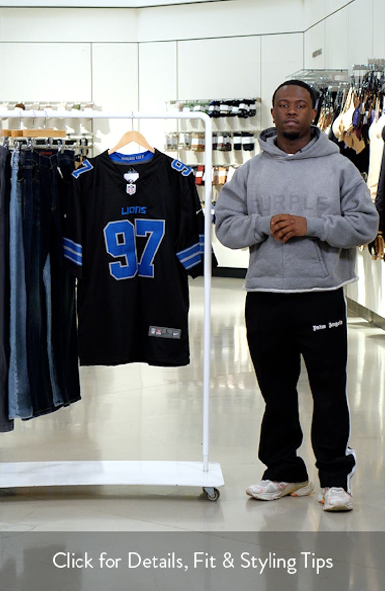 Men's Nike Barry Sanders Black Detroit Lions Retired Player Alternate Vapor F.U.S.E. Elite Jersey, sales video thumbnail