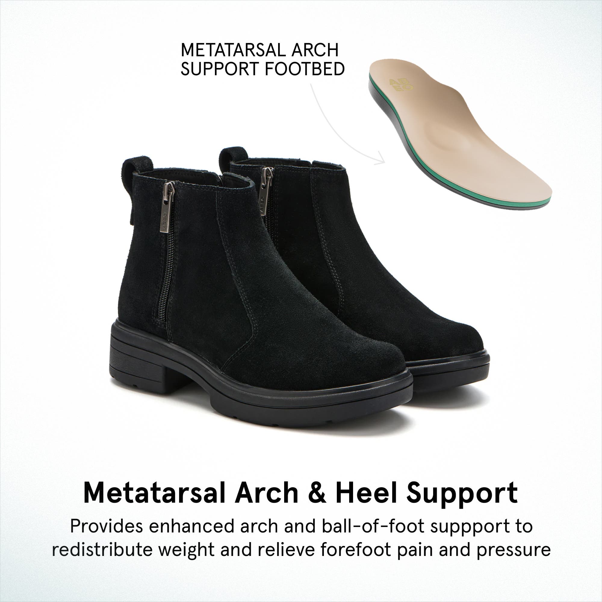 ABEO Vista Zip, Alternate, color, Black Suede - Metatarsal