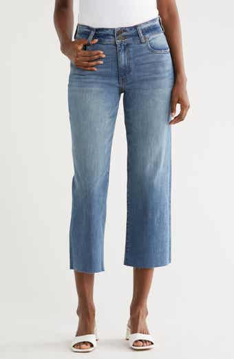 KUT from the Kloth Lucy Raw Hem Low Rise Crop Wide Leg Jeans