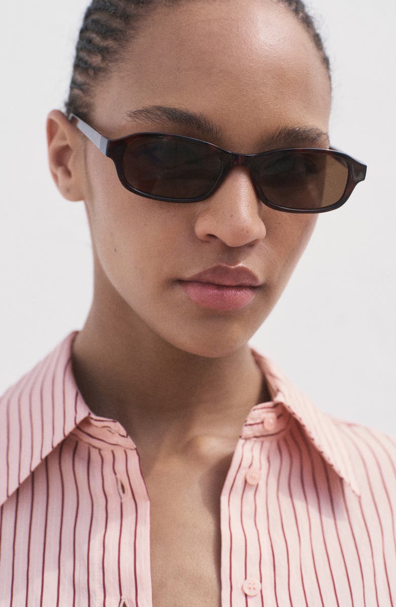 MANGO Oversize Stripe Button-Up Shirt, Alternate, color, Pink