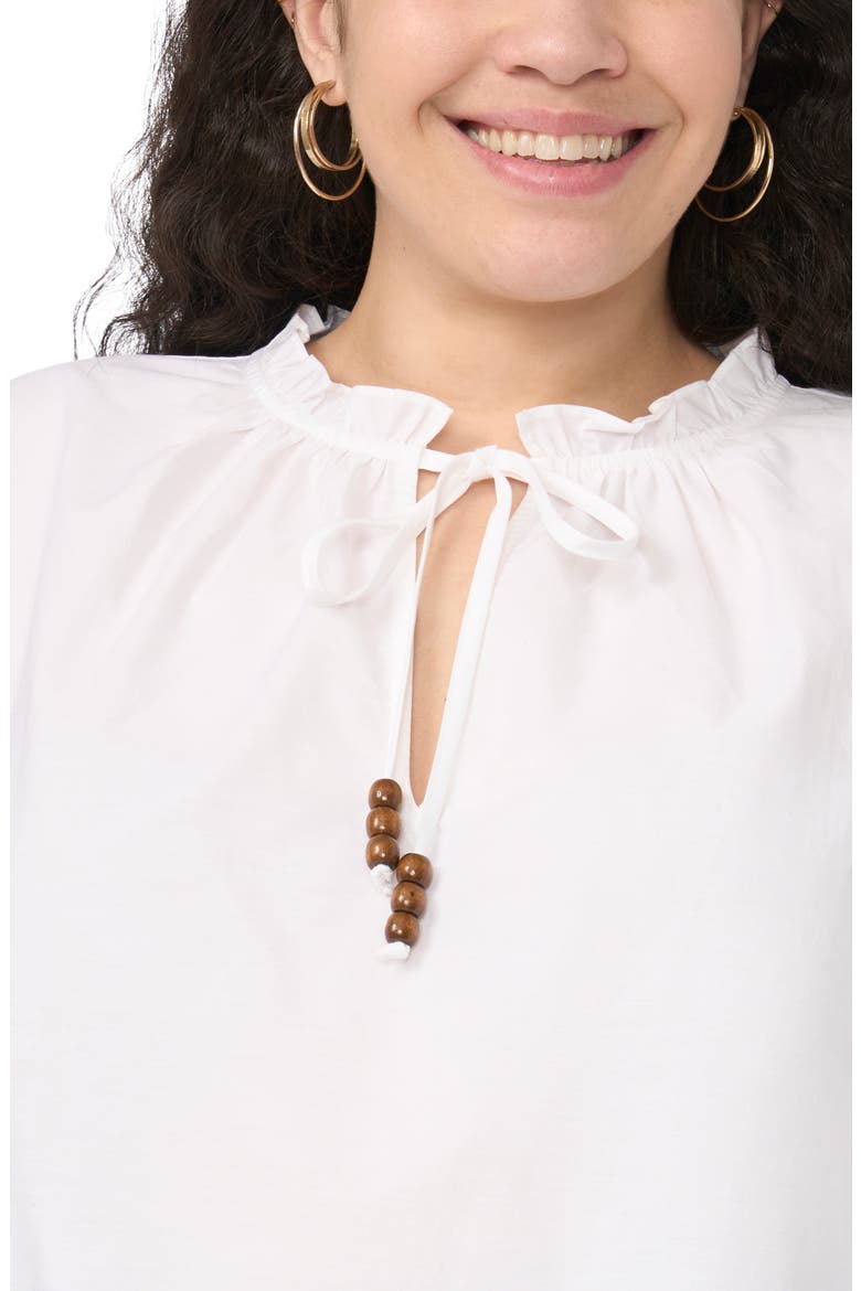 Embroidered Tie Neck Top, Alternate, color, RICH BLACK/ WHITE