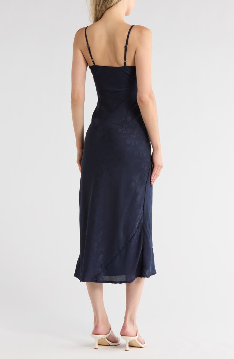 ASOS DESIGN Floral Jacquard Midi Slipdress, Alternate, color, Navy